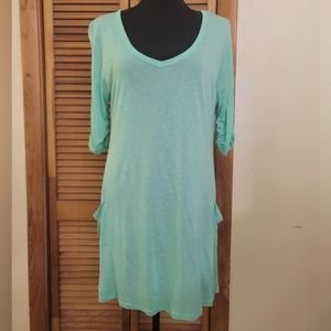 NWOT NY&CO Women's Asymmetrical Shark Bite Sheer Blouse Size Large